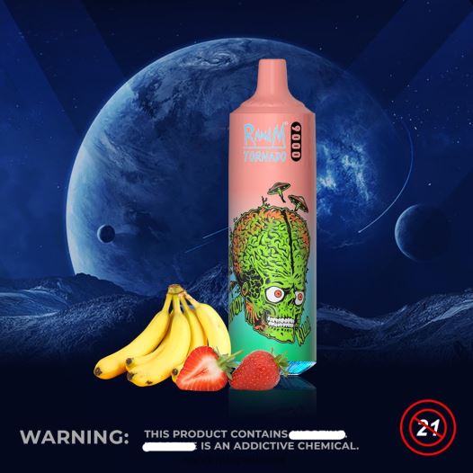 RandM Shop - RandM Tornado 9000 vape pod מכשיר 1 pc גרסה 1 BVXTB6134 תות בננה