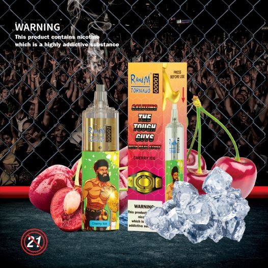 RandM Shop - RandM Tornado 10,000 מכשיר vape בקרת זרימת אוויר 1 יחידה BVXTB6124 קרח דובדבן