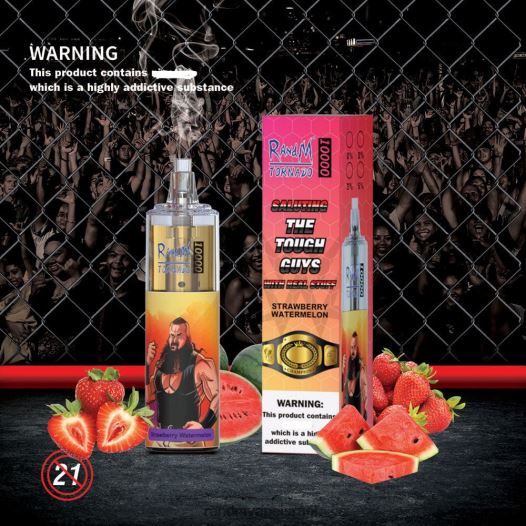 RandM Vape Factory - RandM Tornado 10,000 מכשיר vape בקרת זרימת אוויר 1 יחידה BVXTB6108 אבטיח תות