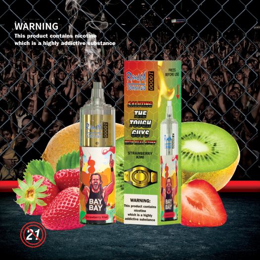 RandM Vape Factory - RandM Tornado 10,000 מכשיר vape בקרת זרימת אוויר 1 יחידה BVXTB6118 קיווי תות