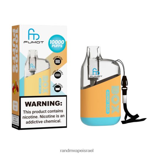 RandM Vape ישראל - Fumot Original RandM Tornado Box 10,000 מכשיר vape בקרת זרימת אוויר 1 יחידה BVXTB692 דוב גומי