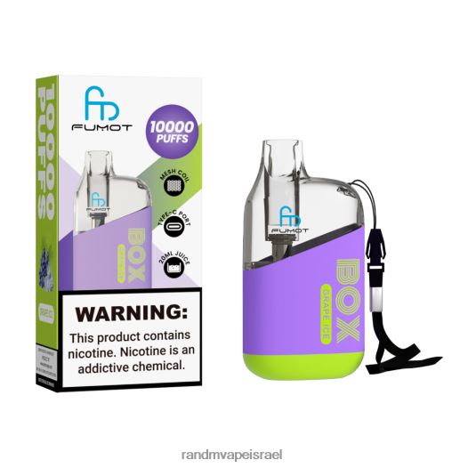 RandM Vape Order - Fumot Original RandM Tornado Box 10,000 מכשיר vape בקרת זרימת אוויר 1 יחידה BVXTB689 קרח ענבים