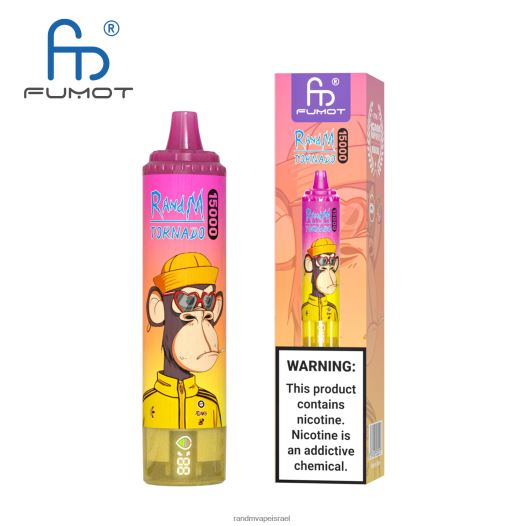 RandM Tornado Jerusalem - Fumot RandM Tornado מכשיר vape 15000 עם סוללה ותצוגת ejuice גרסה 1 BVXTB623 קרח אננס