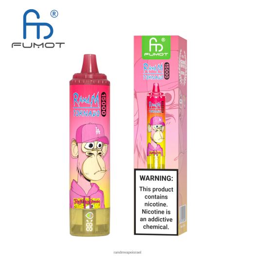 RandM Tornado Jerusalem - Fumot RandM Tornado מכשיר vape 15000 עם סוללה ותצוגת ejuice גרסה 1 BVXTB623 קרח אננס