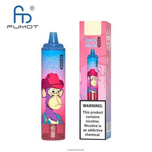RandM Tornado Jerusalem - Fumot RandM Tornado מכשיר vape 15000 עם סוללה ותצוגת ejuice גרסה 1 BVXTB623 קרח אננס