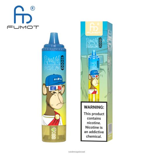 RandM Tornado Jerusalem - Fumot RandM Tornado מכשיר vape 15000 עם סוללה ותצוגת ejuice גרסה 1 BVXTB623 קרח אננס