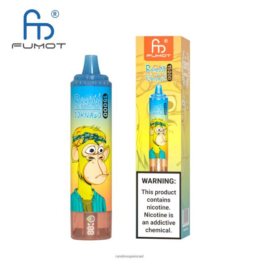 RandM Tornado Jerusalem - Fumot RandM Tornado מכשיר vape 15000 עם סוללה ותצוגת ejuice גרסה 1 BVXTB623 קרח אננס