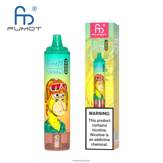 RandM Tornado Jerusalem - Fumot RandM Tornado מכשיר vape 15000 עם סוללה ותצוגת ejuice גרסה 1 BVXTB623 קרח אננס