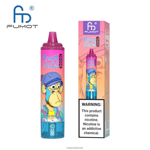 RandM Tornado Jerusalem - Fumot RandM Tornado מכשיר vape 15000 עם סוללה ותצוגת ejuice גרסה 1 BVXTB623 קרח אננס