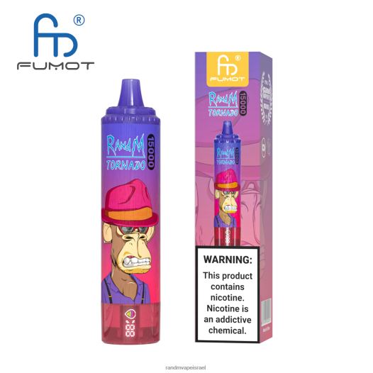 RandM Tornado Jerusalem - Fumot RandM Tornado מכשיר vape 15000 עם סוללה ותצוגת ejuice גרסה 1 BVXTB623 קרח אננס