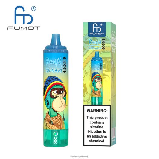 RandM Tornado Jerusalem - Fumot RandM Tornado מכשיר vape 15000 עם סוללה ותצוגת ejuice גרסה 1 BVXTB623 קרח אננס