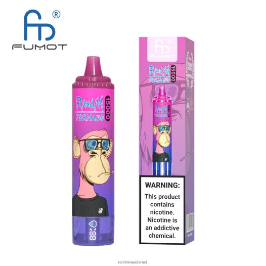 RandM Tornado Jerusalem - Fumot RandM Tornado מכשיר vape 15000 עם סוללה ותצוגת ejuice גרסה 1 BVXTB623 קרח אננס