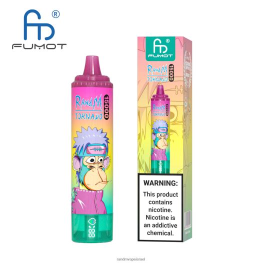 RandM Tornado Jerusalem - Fumot RandM Tornado מכשיר vape 15000 עם סוללה ותצוגת ejuice גרסה 1 BVXTB623 קרח אננס