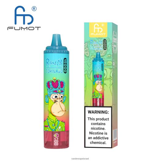 RandM Tornado Jerusalem - Fumot RandM Tornado מכשיר vape 15000 עם סוללה ותצוגת ejuice גרסה 1 BVXTB623 קרח אננס