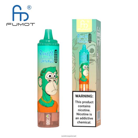 RandM Tornado Jerusalem - Fumot RandM Tornado מכשיר vape 15000 עם סוללה ותצוגת ejuice גרסה 1 BVXTB623 קרח אננס