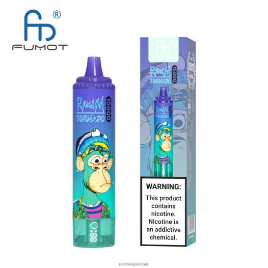 RandM Tornado Jerusalem - Fumot RandM Tornado מכשיר vape 15000 עם סוללה ותצוגת ejuice גרסה 1 BVXTB623 קרח אננס