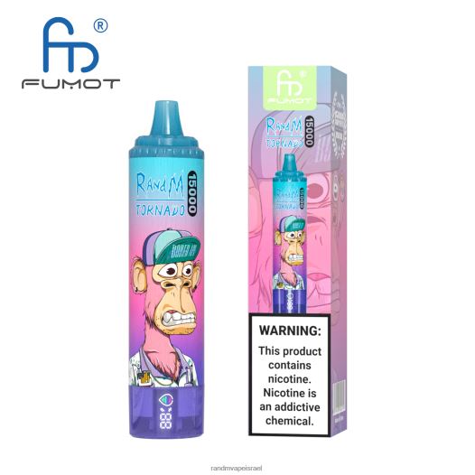 RandM Tornado Jerusalem - Fumot RandM Tornado מכשיר vape 15000 עם סוללה ותצוגת ejuice גרסה 1 BVXTB623 קרח אננס