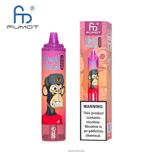 RandM Tornado Jerusalem - Fumot RandM Tornado מכשיר vape 15000 עם סוללה ותצוגת ejuice גרסה 1 BVXTB623 קרח אננס