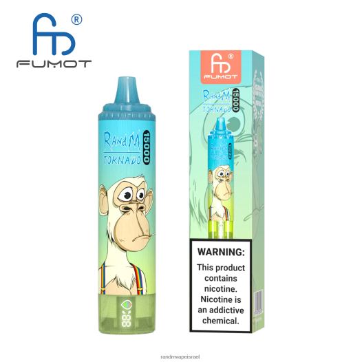 RandM Tornado Jerusalem - Fumot RandM Tornado מכשיר vape 15000 עם סוללה ותצוגת ejuice גרסה 1 BVXTB623 קרח אננס