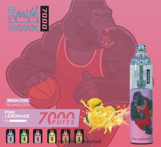 RandM Shop - RandM Tornado מכשיר vape בקרת זרימת אוויר 7000 1 יחידה BVXTB6174 לימונדה ורודה