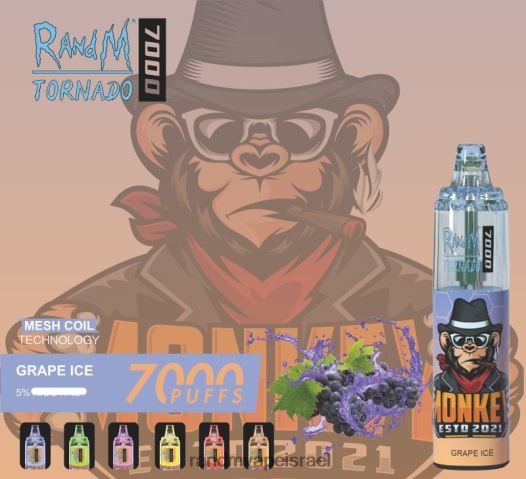RandM Tornado Jerusalem - RandM Tornado מכשיר vape בקרת זרימת אוויר 7000 1 יחידה BVXTB6173 קרח ענבים