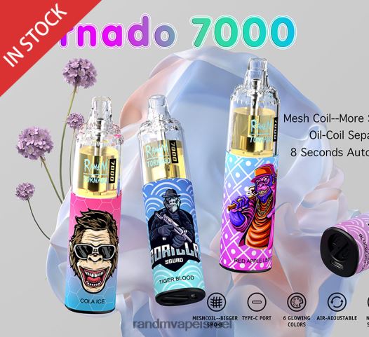 RandM Tornado Jerusalem - RandM Tornado מכשיר vape בקרת זרימת אוויר 7000 1 יחידה BVXTB6183 קרח תות