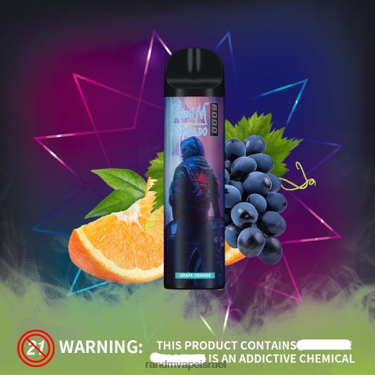 RandM Tornado Jerusalem - RandM Tornado מכשיר vape בקרת זרימת אוויר 8000 1 יחידה BVXTB6243 תפוז ענבים