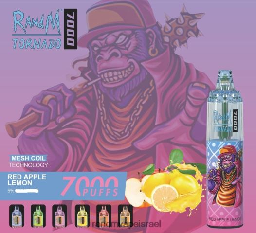 RandM Vape Order - RandM Tornado מכשיר vape בקרת זרימת אוויר 7000 1 יחידה BVXTB6179 לימון תפוח אדום